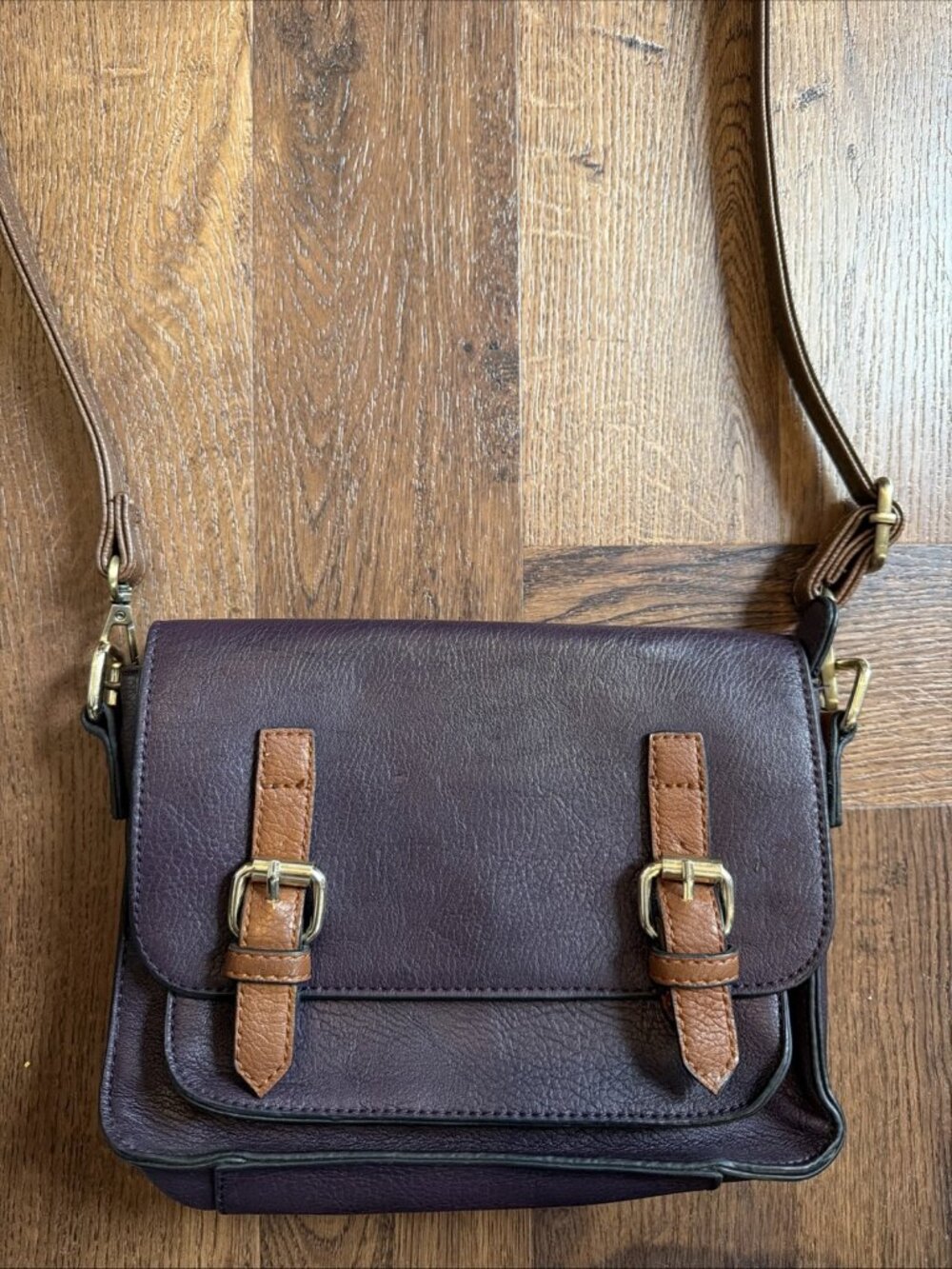 Simply Noelle Crossbody Satchel Handbag Dark Purple Purse Vegan Leather Paisley